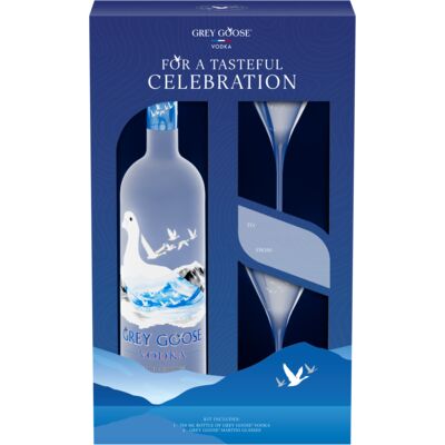 Grey Goose Vodka 750mL Gift Pack with Branded Martini Glasses